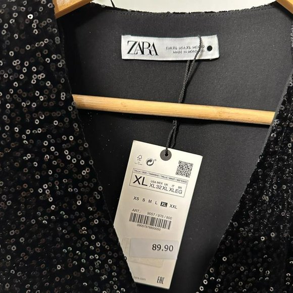 SHORT SEQUIN DRESS - Black | ZARA - Picture 5 of 8